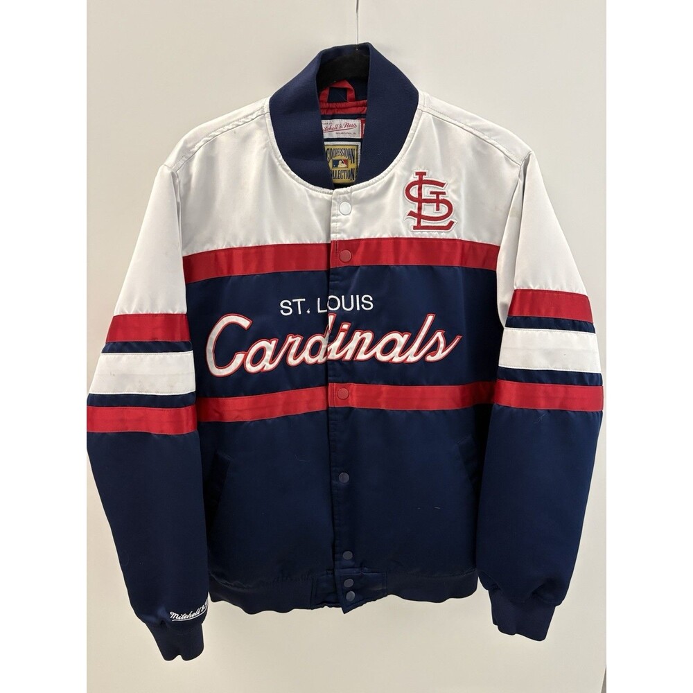 Mitchell & Ness St. Louis Cardinals Satin Snap Jacket - Navy/Red/White